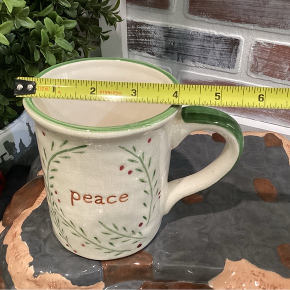 🟢 Vintage - Ceramic Crafted “Peace” themed Coffee or Tea Mug / Cup - Huge - Nice - Picture 7 of 9
